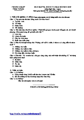 Đề kiểm tra học kỳ II môn Ngữ văn Lớp 6 - Năm học 2014-2015 - Phòng GD&ĐT Vĩnh Tường (Có đáp án)